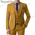 Костюм мужской желтый, 10 цветов, 2019, блейзер облегающий, смокинг для жениха, 3 шт.