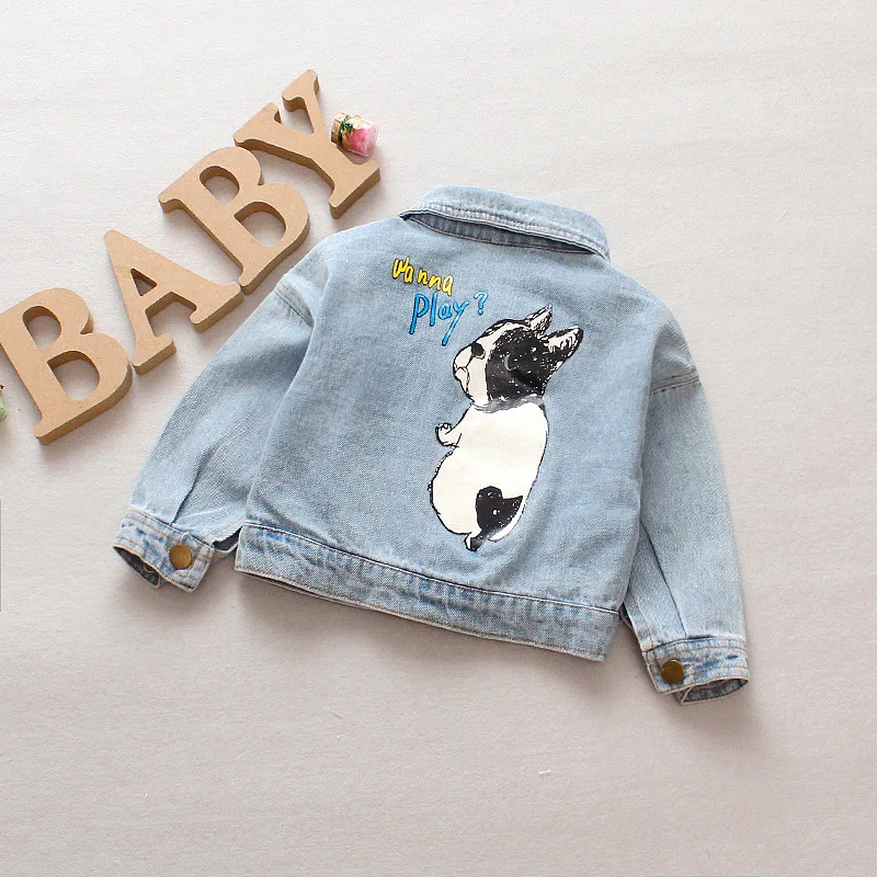 CHUBBYCATTY children clothes girls denim coats fashion boys jeans jacket baby cute dog print light blue outfits 2019 F/W | Детская