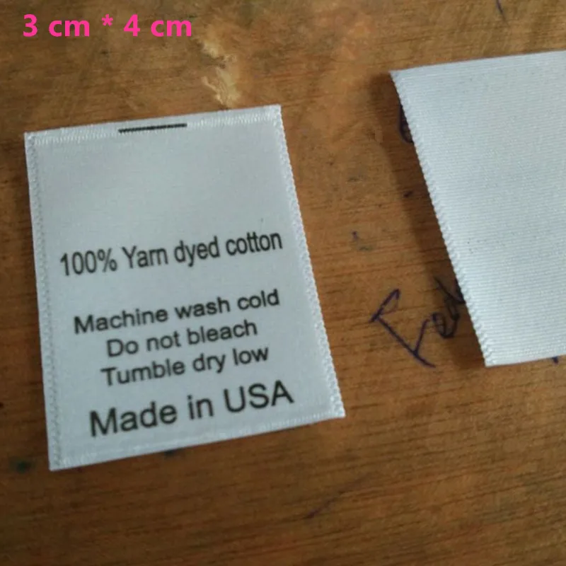 Атласная лента 100 шт. сделано в Австралии/США бирка для стирки белая по уходу