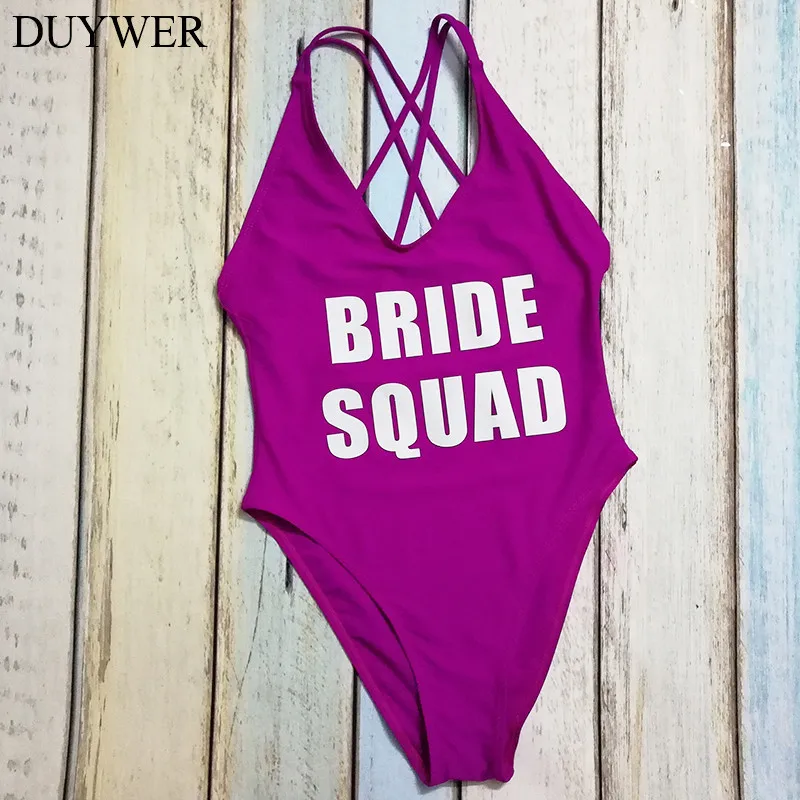 Красный Одна деталь купальник BRIDE SQUAD с принтом букв купальники бикини высокой