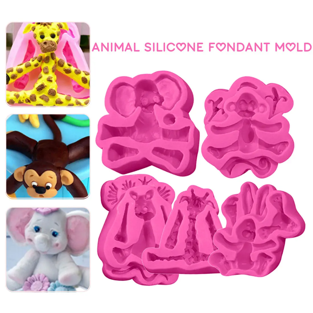 Животные Сахар ремесло Шоколадный Торт Помадка силиконовая форма слон жираф лев