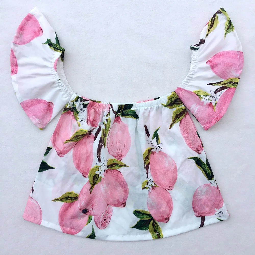 Летний детский милый цветочный топ с открытыми плечами и рукавами крылышками