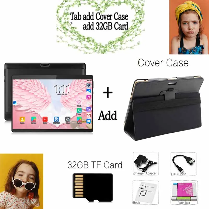 Holster 32GB TF Card BDF Новые 10 дюймов 4G телефонные звонки Планшеты Android 7,0 Octa Core 4 Гб+ 64 Гб планшетный ПК 3g 4G LTE две sim-карты ноутбук WiFi Bluetooth tab - Комплект: Holster 32GB TF Card