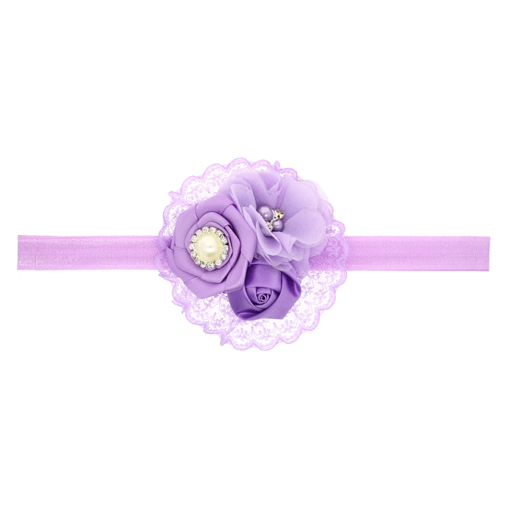 TWDVS Hair Accessories Newborn Rose Pearl Lace Flower Headwear baby rhinestone Bands Infant Children Baby Headband h033 |
