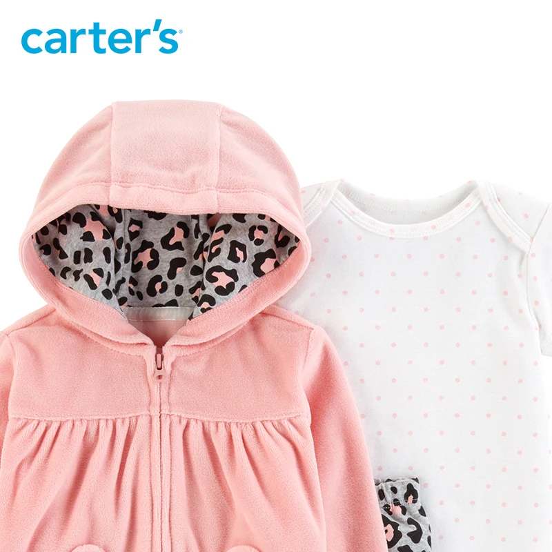 Carters 3 шт. детская одежда для девочек длинные рукава с капюшоном пальто из флиса