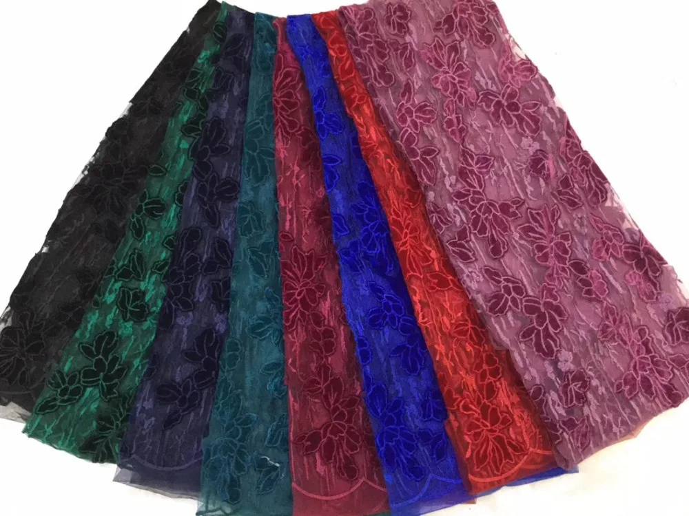 2018 Последняя зеленая африканская чистая кружевная бархатная ткань для