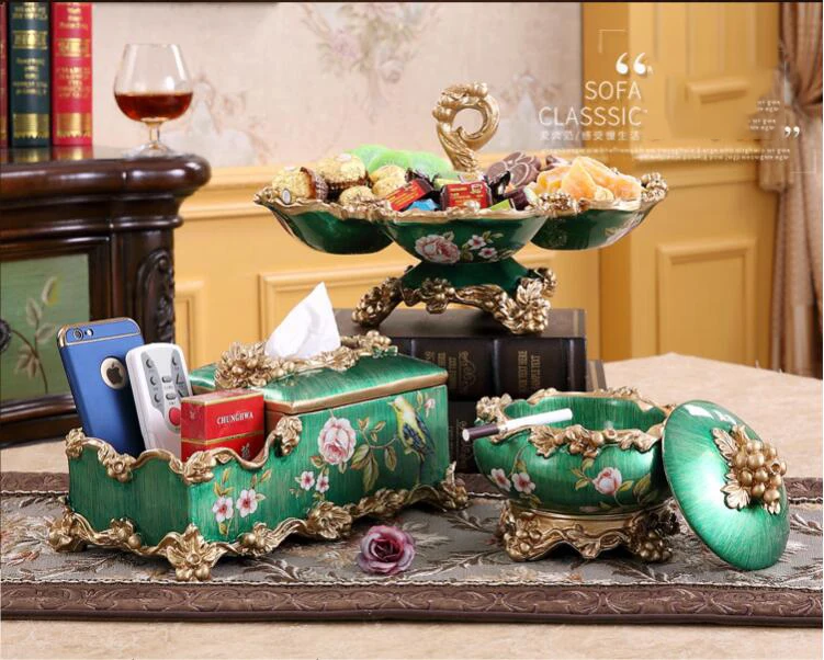 Европейский роскошный дом фрукты из смолы тарелка украшения креативные три набора конфет коробка для хранения еды для перекуса офис кофе орнамент ремесла Декор