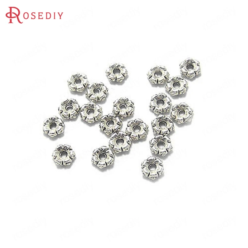 (12812)100 шт 5 мм античный Стиль цинковый сплав цветок разделительные бусины браслет