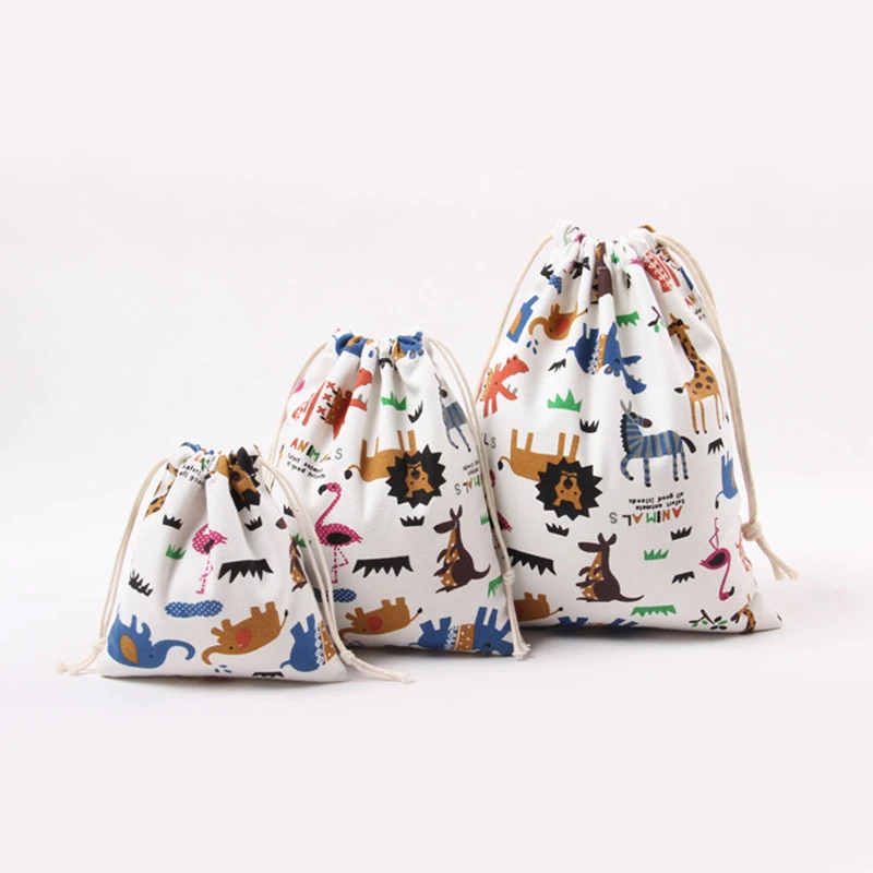 Подарочные сумки из чистого хлопка 1 шт. подарочные с милыми рисунками животных