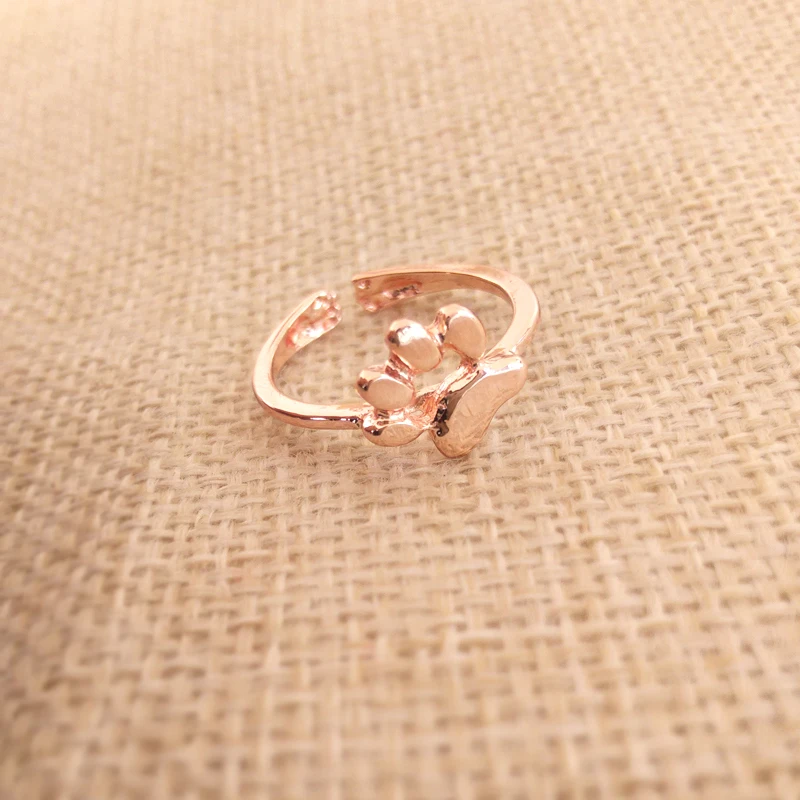 Оптовая продажа 10 шт./лот принт в виде собачьей кошачьей лапы кольцо регулируемый