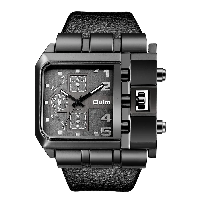 

Oulm HP3364 Men's Watches Big Size Square Dial Built-in Button Unique Design Male Quartz Clock Luxury Brand Sport Men Watch