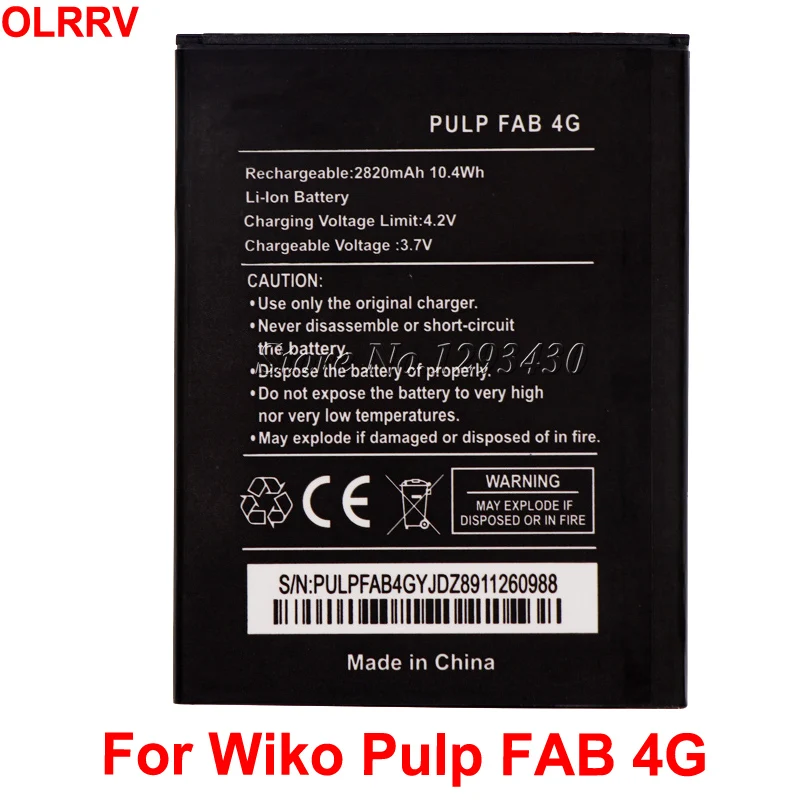 

For Wiko Pulp FAB 4G Battery 2500mAh Batterie Bateria Batterij