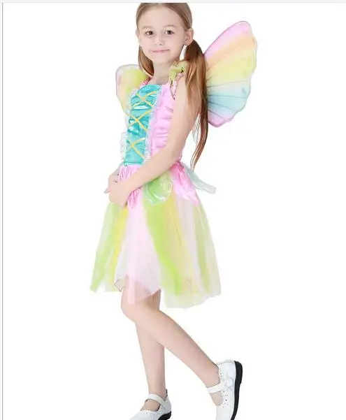 Милое Платье elf Sprite сказочный Детский костюм с изображением сада и колокольчика