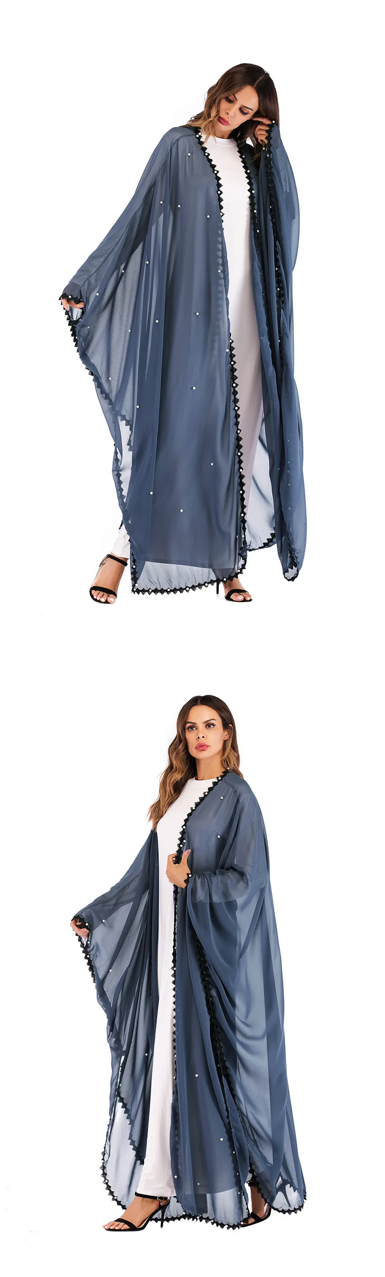 Мусульманское кружевное Сетчатое платье abaya макси с жемчужинами, кардиган, длинные халаты, кимоно Jubah, Рамадан, Арабский исламский костюм