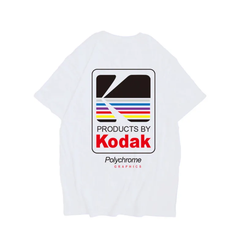 Харадзюку уличная белая футболка Мужская модная забавная Kodak с коротким рукавом