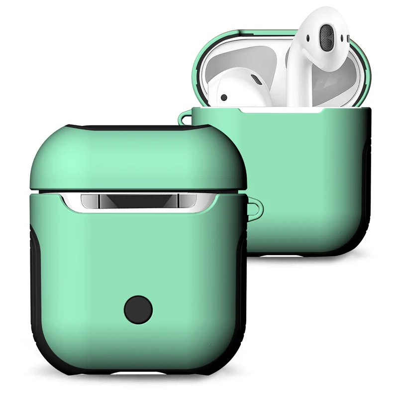 Для Airpods крышка Apple беспроводная Bluetooth гарнитура Зарядка крышка Защитная, крышка PU материал Airpods пакет - Цвет: Зеленый