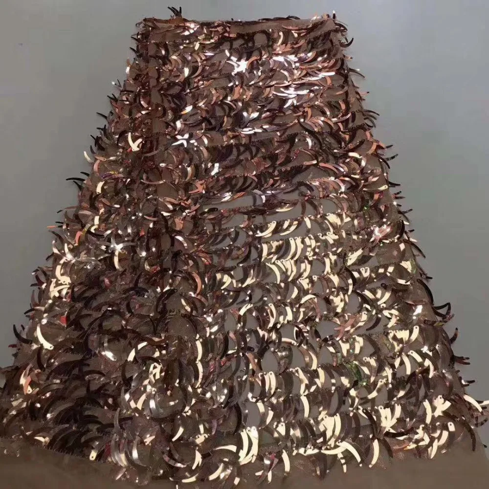 

African Lace Fabric 2018 French Sequins Net Lace new sequin fabric 5 yards High Quality African Tulle Sequin Lace Fabric DPMA211