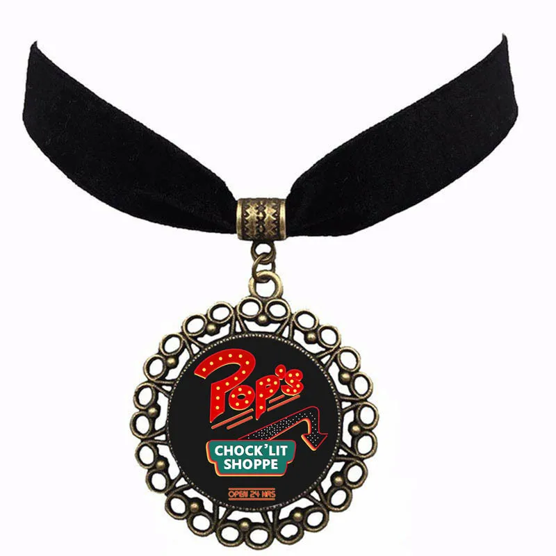 Речной долина город фланелевый воротник Southside serpents Pop's chock'lit shoppe стекло кабошон кулон кружева Чокер Ожерелье - Окраска металла: 4