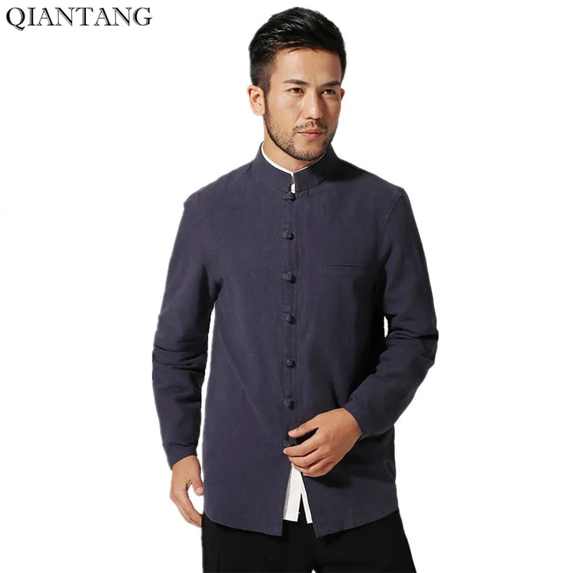 

New Traditional Chinese Men's Cotton Linen Jacket Coat Long sleeve Clothing Size S M L XL XXL XXXL Ms003