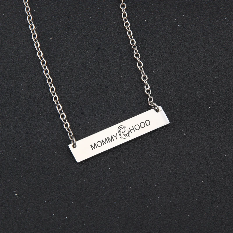MOMMY HOOD Bar Necklace For Mother's Day Mom Birthday Gift Charm Clavicular Chain Women Exclusive Jewelry Pendant | Украшения и