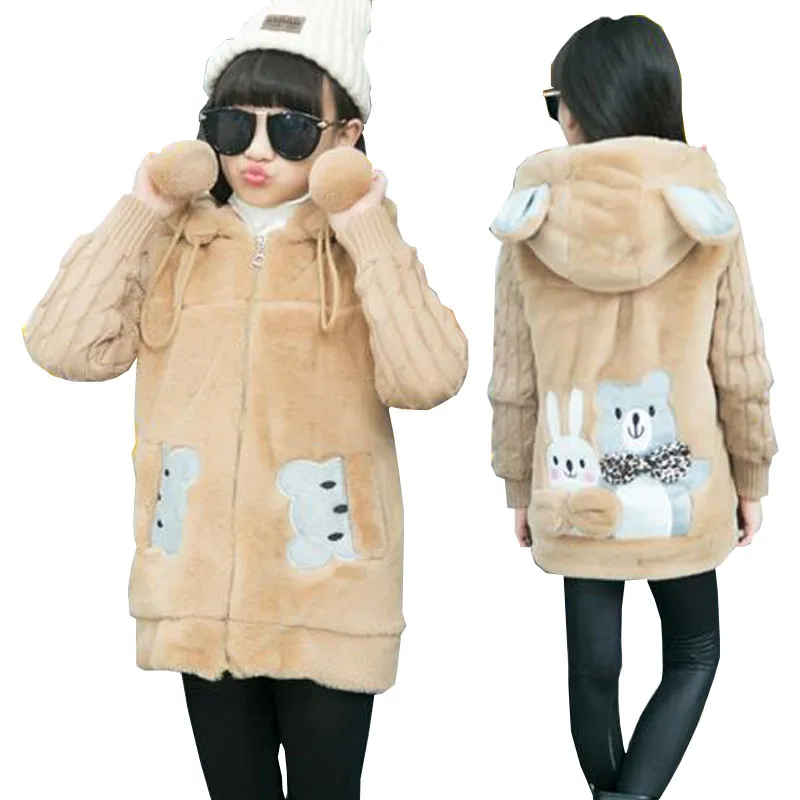 Зимнее флисовое пальто из искусственного меха для маленьких девочек праздничная