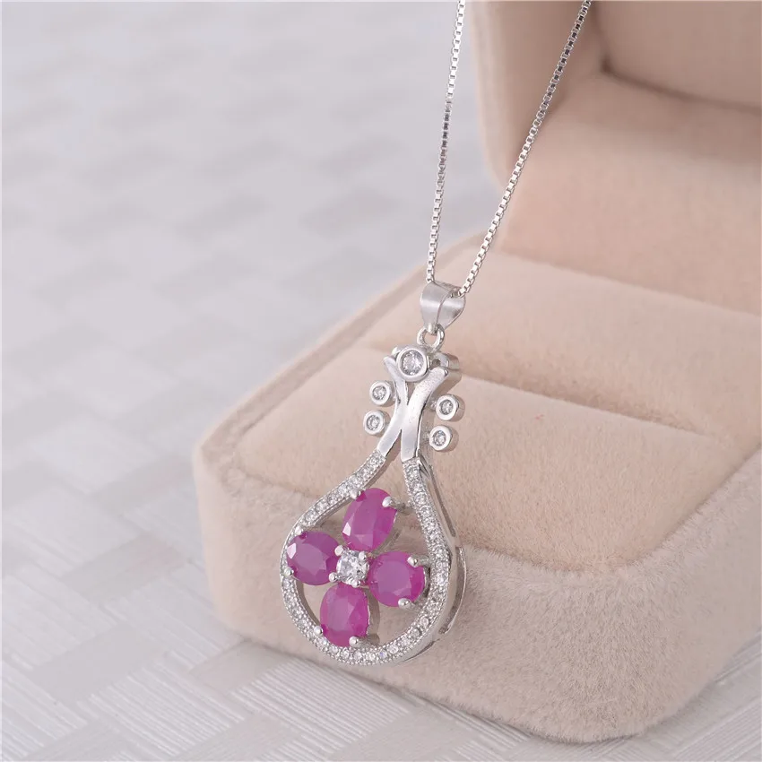Almei 2.4ct рубиновые гитары инструменты кулон ожерелье серебро 925 шеи ювелирные