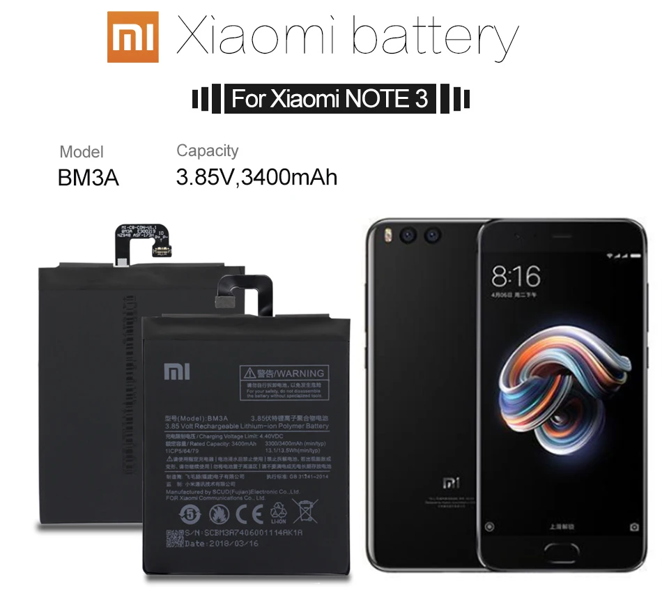 Аккумулятор для телефона Xiao mi BM3A для Xiaomi mi Note 3, сменный аккумулятор 3300 мА/ч, аккумуляторы для телефонов большой емкости, бесплатные инструменты