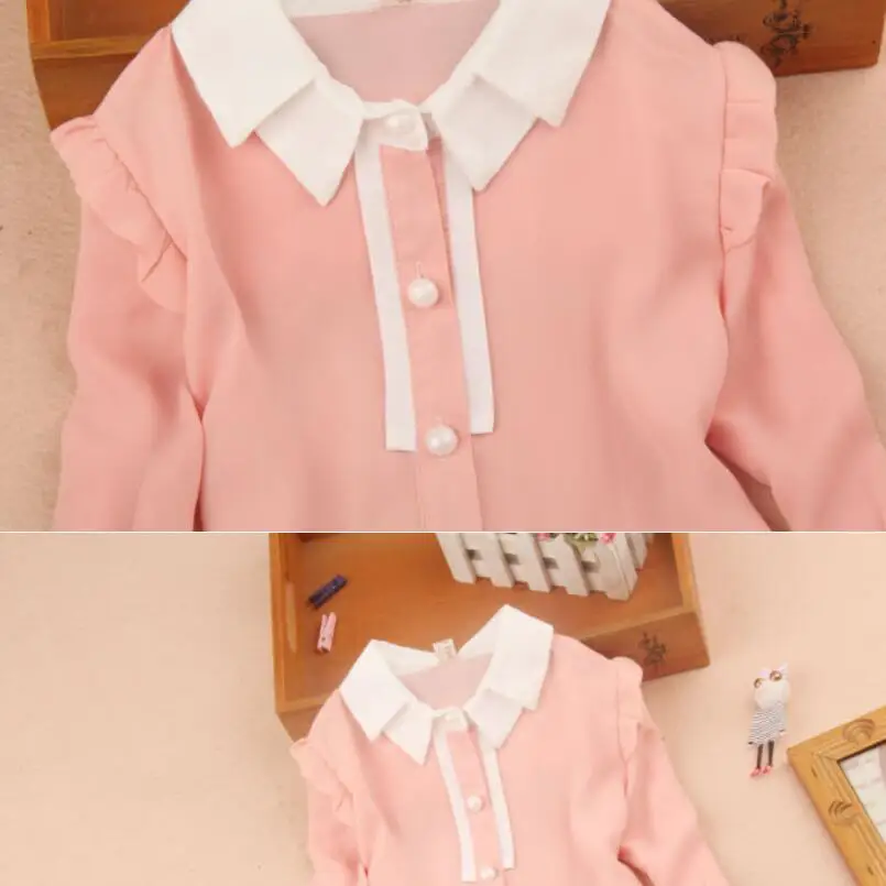 Осень 2018 блузка для девочек рубашки Детская рубашка с длинным рукавом топы