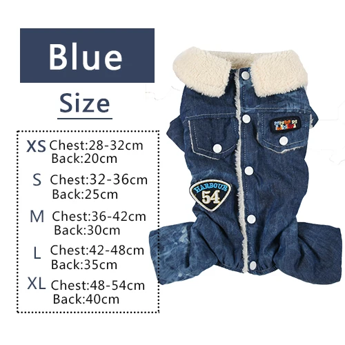 Blue Fleece Lined HOOPET Классическая джинсовая рубашка для домашних животных, кошек, собак, джинсовое пальто, жилет, куртка, комбинезон, одежда, размеры s, m, l, xl - Цвет: Blue Fleece Lined
