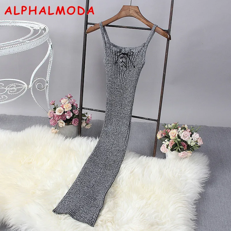 Женское трикотажное платье туника ALPHALMODA однотонное облегающее без рукавов на