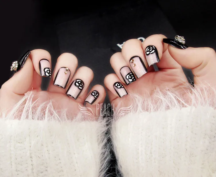 Высокая мода американский стиль черный и белый кружева цветочный узор 3D