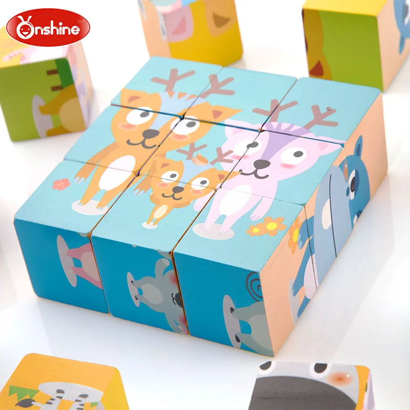 Onshine деревянные шестигранные 9 grain puzzle Дети 3D стоячий объем детские игрушки для