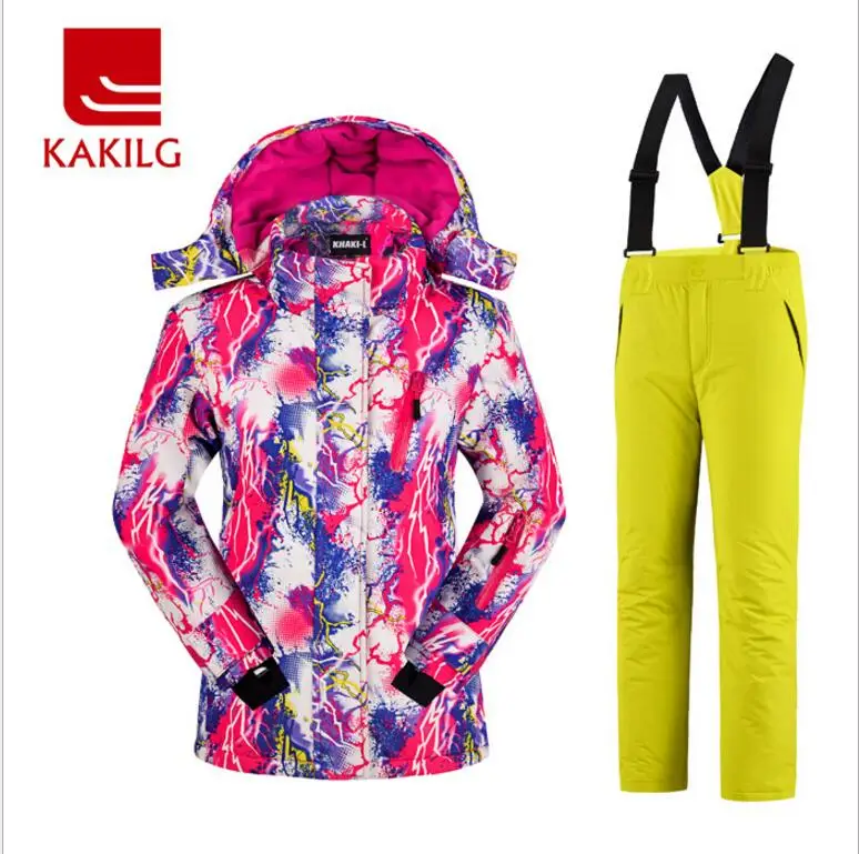 2017 дети Обувь для девочек лыжная куртка + брюки ветрозащитные Водонепроницаемый