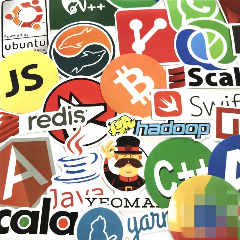 50 шт. интернет Java JS Php Html Cloud Docker Биткоин язык программирования приложение логотип