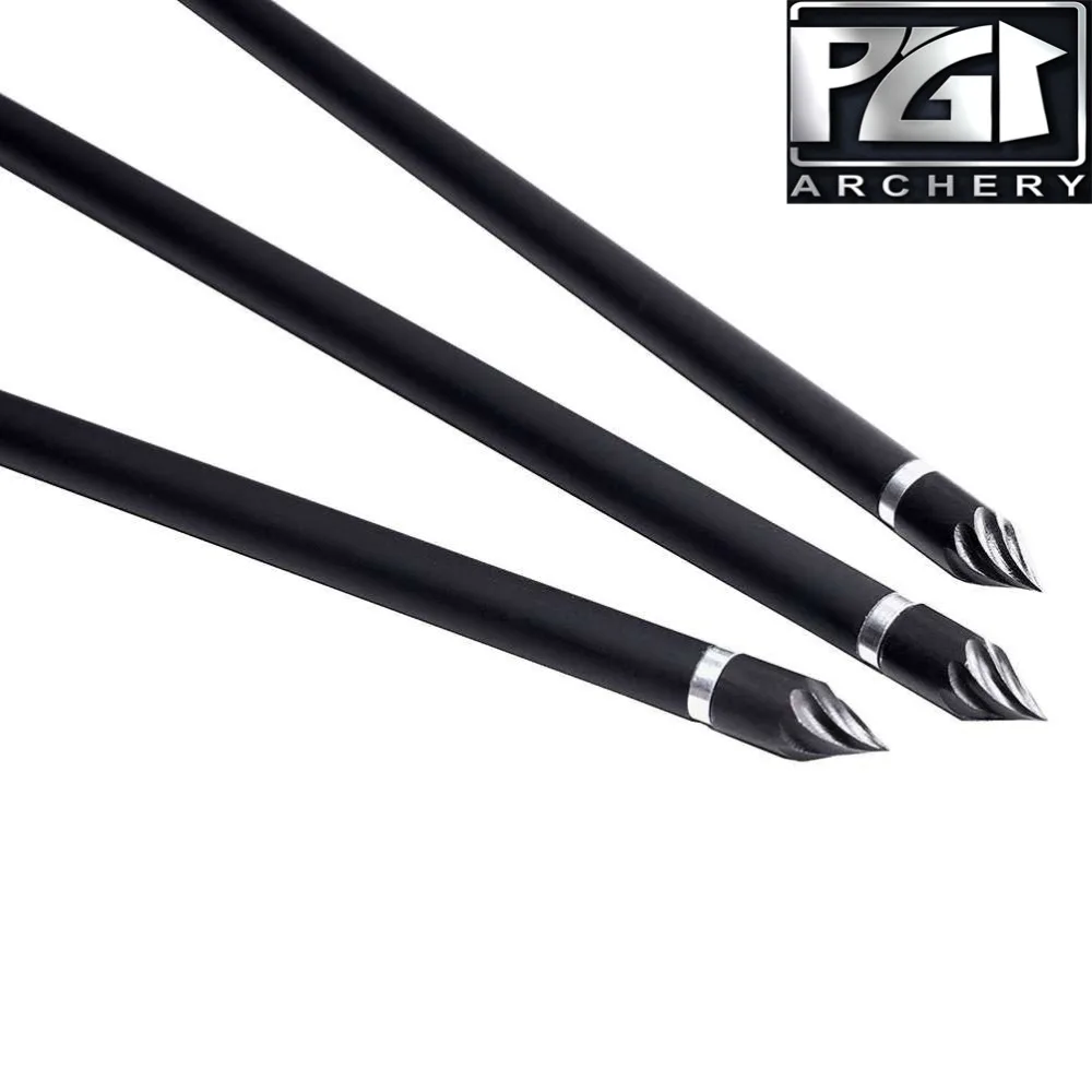 PG1ARCHERY желтый 30 дюймов карбоновые стрелы с 4 щит перья Fletching и съемные точки советы
