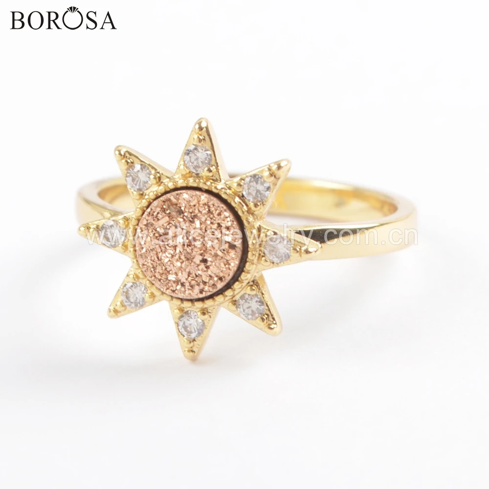 BOROSA 6 шт. смешанных цветов кулон агат Друза кольца ювелирные изделия микро паве