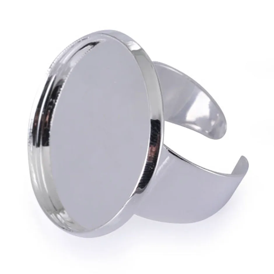 10pcs Adjustable Round Bezel Cameo Ring Base Setting + 25 MM Glass Cabochon Blanks | Украшения и аксессуары