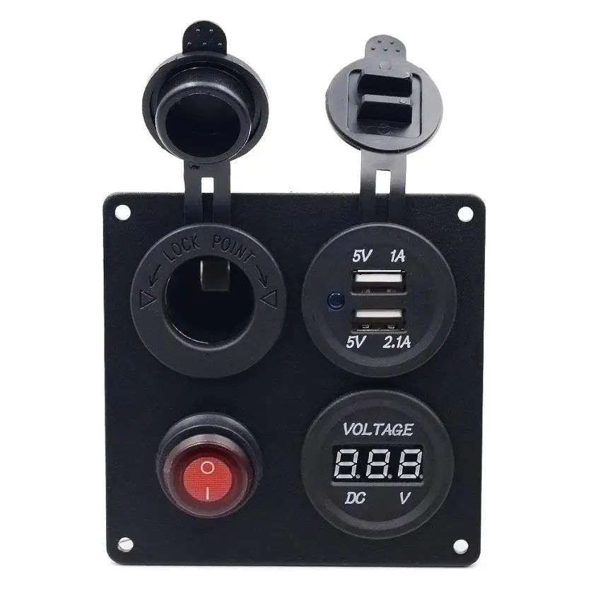 Автомобильная судовая алюминиевая коммутационная плата USB вольтметр