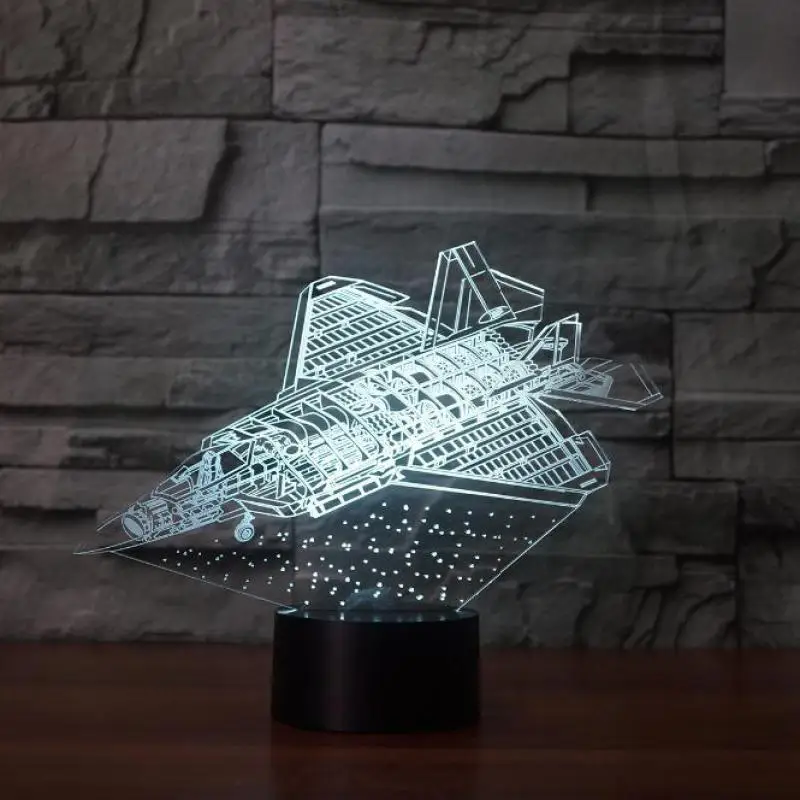 Aircraft 3d ночник 7 цветов новый светодиодный Luminaria Powerbank Usb Led беспроводные