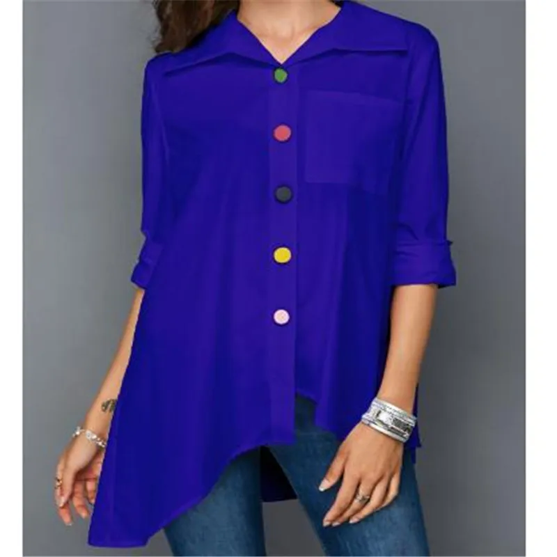 Женская Асимметричная офисная рубашка женская наивысшего размера плюс 5XL