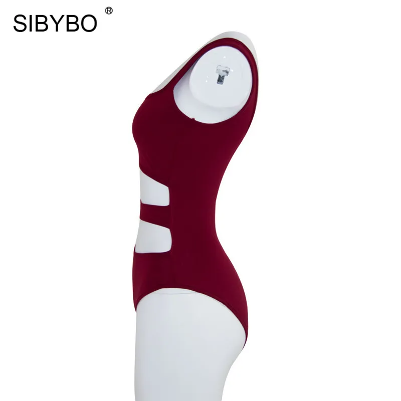Женские открытые комбинезоны без рукавов Sibybo, повседневный комбинезон с открытой спиной, пляжное узкое боди для лета