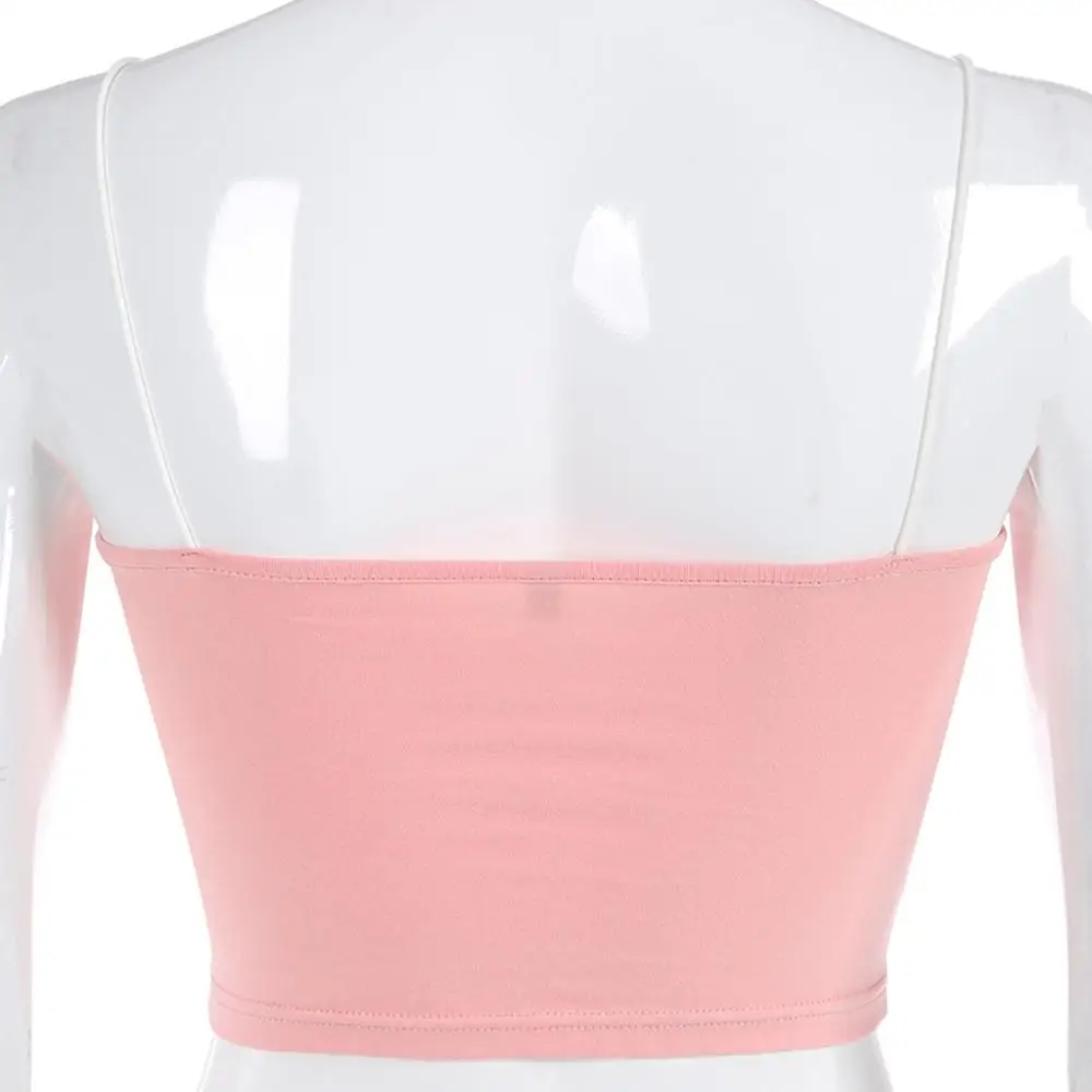 Print Letter Summer T-Shirt Female Sexy Crop Top Sleeveless Tee Casual Pink T Shirt Women Top Vest Short Bottoming Tshirt TT3M