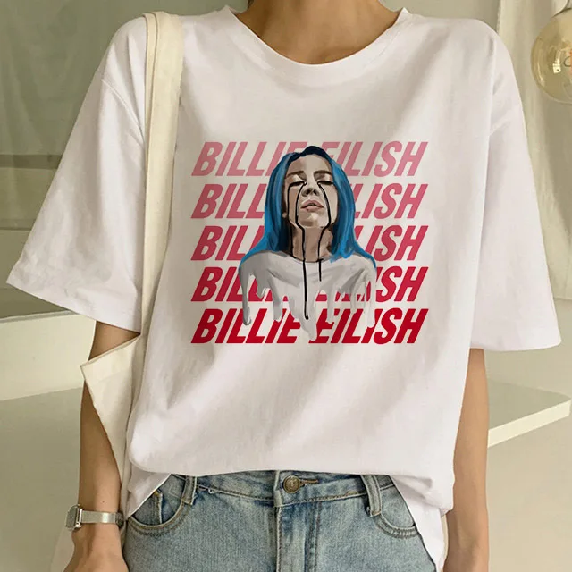 Уличная футболка в стиле хип-хоп Billie Eilish Harajuku, Повседневная футболка с круглым вырезом и короткими рукавами для мужчин и женщин, крутая футболка с графическим рисунком в стиле хипстер