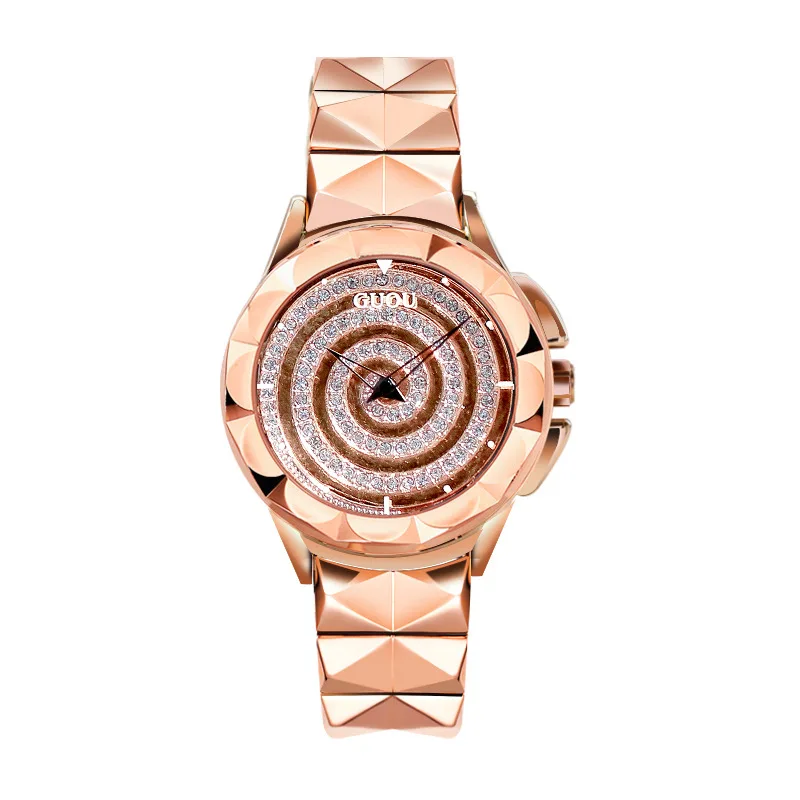 Роскошные женские кварцевые часы с уникальным креативным циферблатом розовое