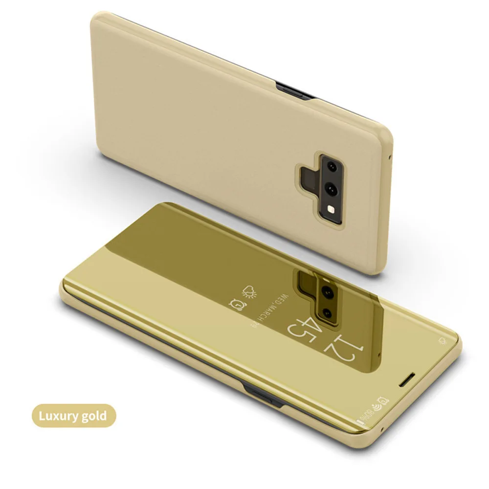 Golden Роскошное умное зеркало флип чехол для samsung J3 J4 J6 J7 J8 S10 S9 S8 S7 S6 черный чехол Крышка для samsung galaxy a7 A8 A6 чехол - Цвет: Golden