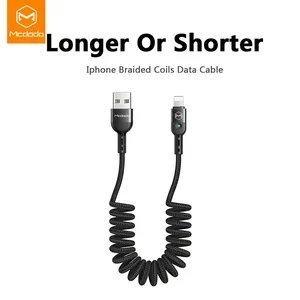 mcdodo usb cable spring extension landline charger cord for iphone 13 12 11 pro xs max xr x 8 fast charge pd phone led data wire free global shipping