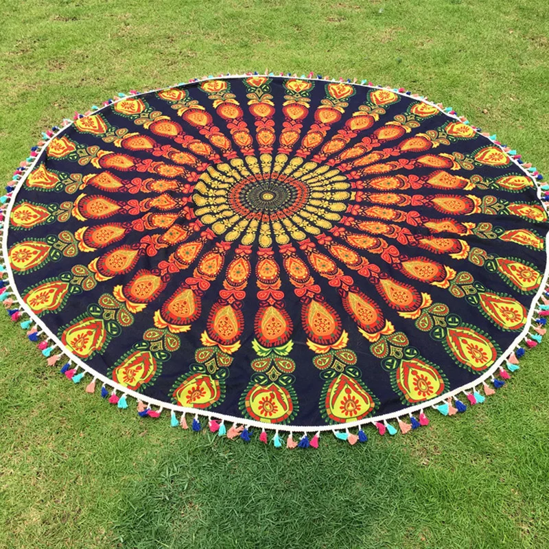 Круглый Мандала Гобелен Индийской Богемной Стене Висели Гобелены Boho Пляж