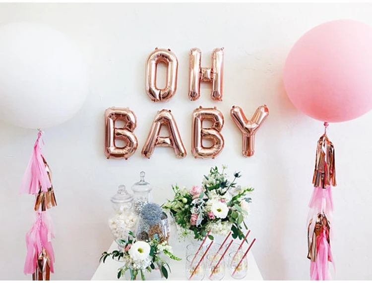 Lincaier 16 дюймов фольга розовое золото шары для детей Babyshower его мальчик девочка Oh украшения для детской вечеринки пол показать товары