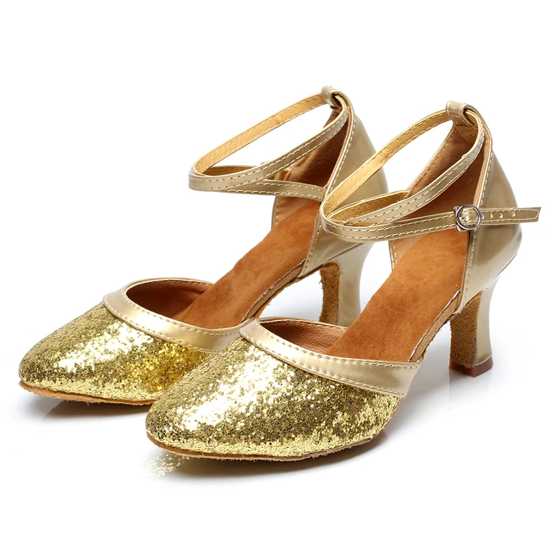 Женские туфли с блестками для танцев на каблуке бальных латинских сальсы лидер