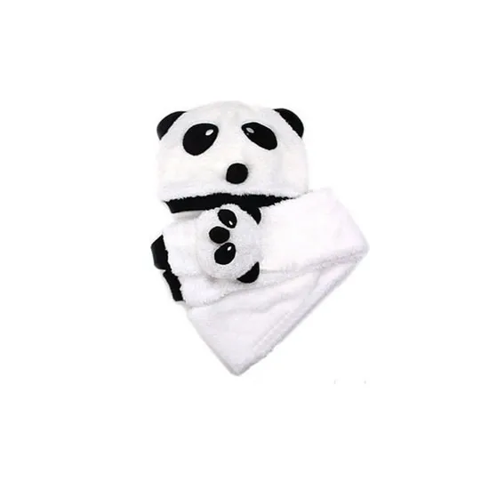 Модная шапка-панда для маленьких девочек Шапка-бини + шарф-воротник головной убор